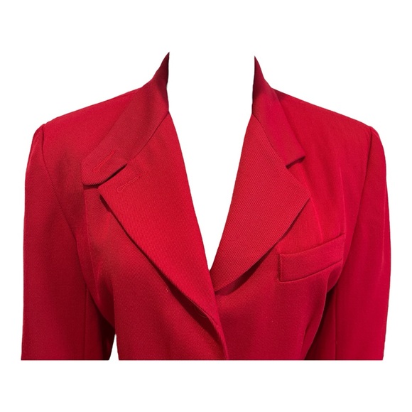 90s CLIFFORD & WILLS WOOL TWILL RED FITTED LONG BLAZER W EQUESTRIAN FLAIR SZ 12 - Picture 6 of 11